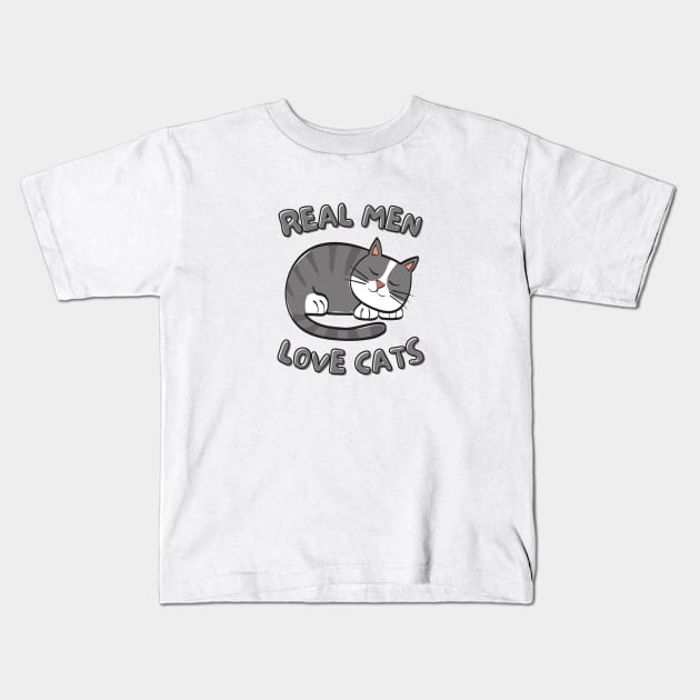 Real men love cats Kids T-Shirt by aspanguji